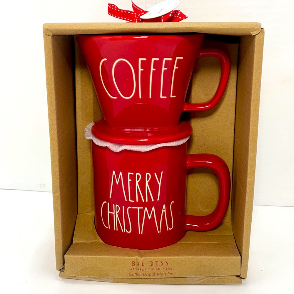 Rae Dunn "Merry Christmas & Coffee" Mug Set - New